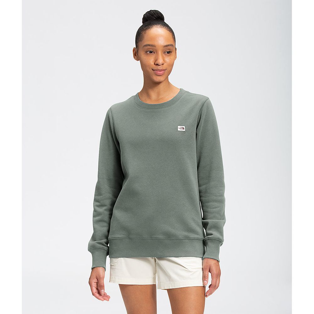 The North Face Sweatshirts Womens Australia - The North Face Heritage Patch Crew Green (MTN-956473)